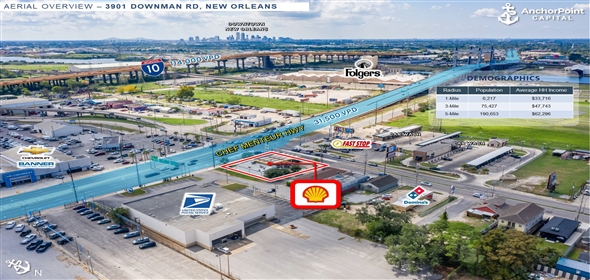 6 Locations in Louisiana - Show on Map New Orleans Louisiana, 70127 | 6 Fuel Station Sale-Leaseback Offering