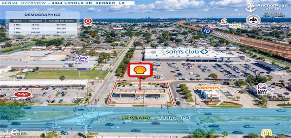 6 Locations in Louisiana - Show on Map New Orleans Louisiana, 70127 | 6 Fuel Station Sale-Leaseback Offering