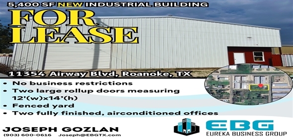 11354 Airway Blvd Roanoke Texas, 76262 | WAREHOUSE FOR LEASE: New Construction Warehouse 11354 Airway Blvd, Roanoke, TX 76262