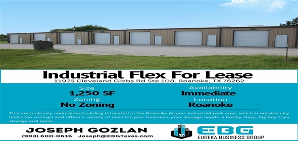 11975 Cleveland Gibbs Rd #108 Roanoke Texas, 76262 | Industrial Flex For Lease: 11975 Cleveland Gibbs Rd Suite 108, Roanoke