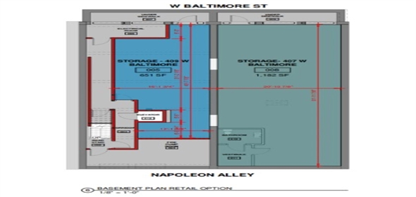 407-409 W Baltimore St Baltimore Maryland, 21201 | Retail Space Within an Historic Iron-facade Building