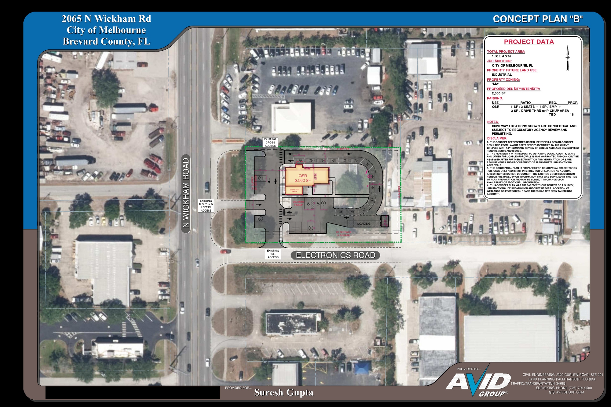 Redev 1 Acre For Lease -2065 N Wickham Rd
