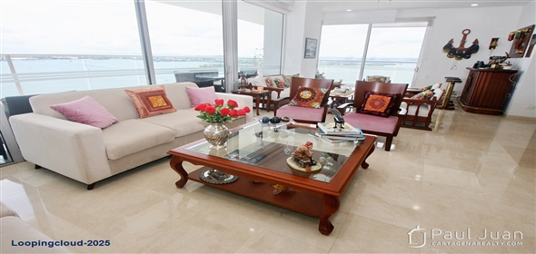 Corner of 14th Avenue and 6th Street.  Bolivar, 130001 | Bayfront Apartment with Panoramic Views in Castillogrande – 3 Beds, Impeccable Condition