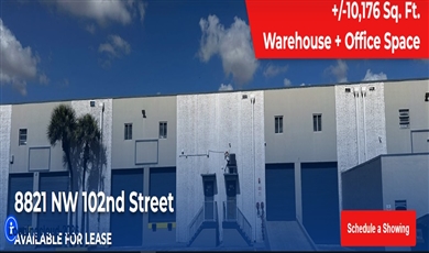 +/-10,176 Sq. Ft.  Warehouse + Office Space available for lease