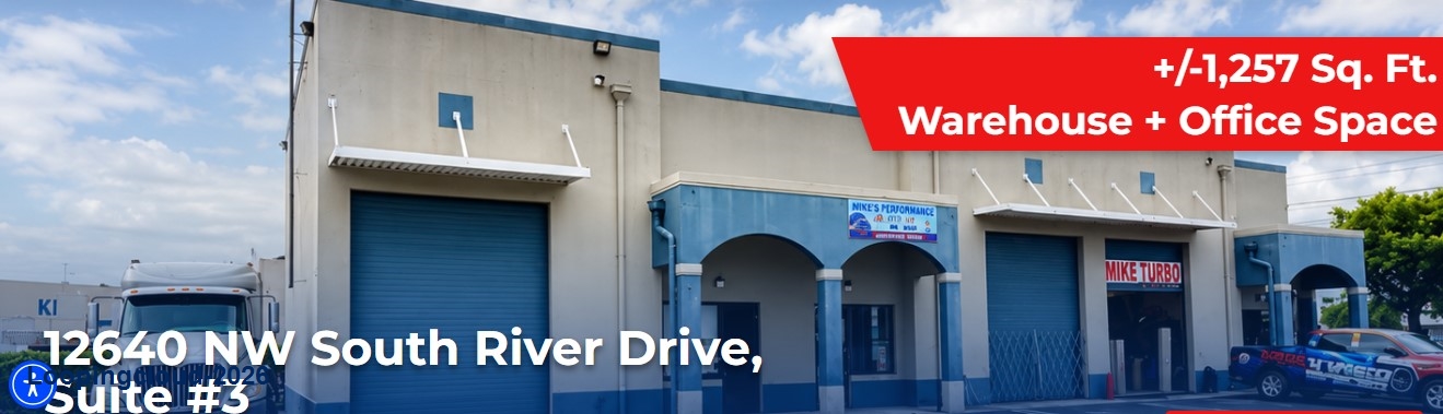 Industrial Warehouse & office for Lease in Medley, FL | 12640 NW South River Drive